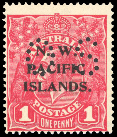 New Guinea 1919-23 official 1d rosine perf OS