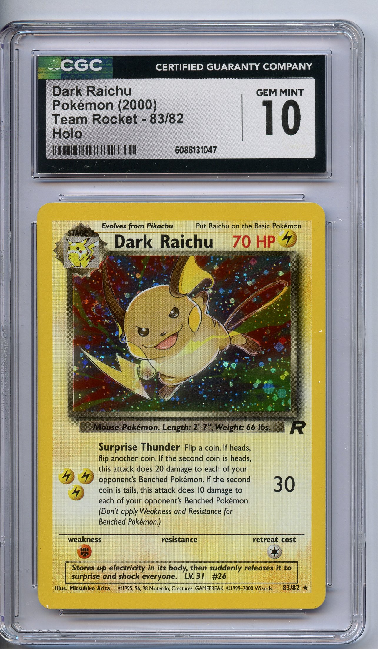 CGC 10 Dark Raichu #83 Holo - Team Rocket 2000