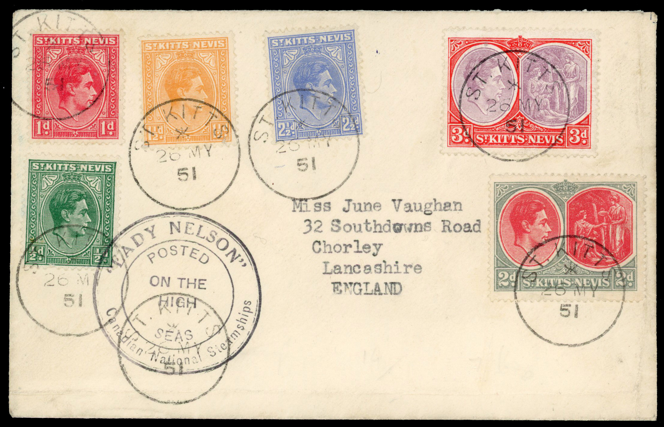 St Kitts-Nevis KG VI covers