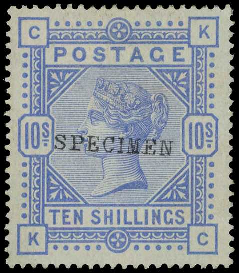 1884 10s Cobalt (White paper). Very fine...
