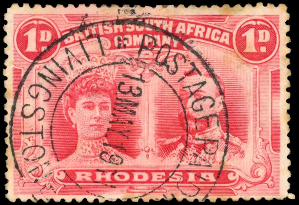 Rhodesia postmarks Livingstone Postage Paid in Cash