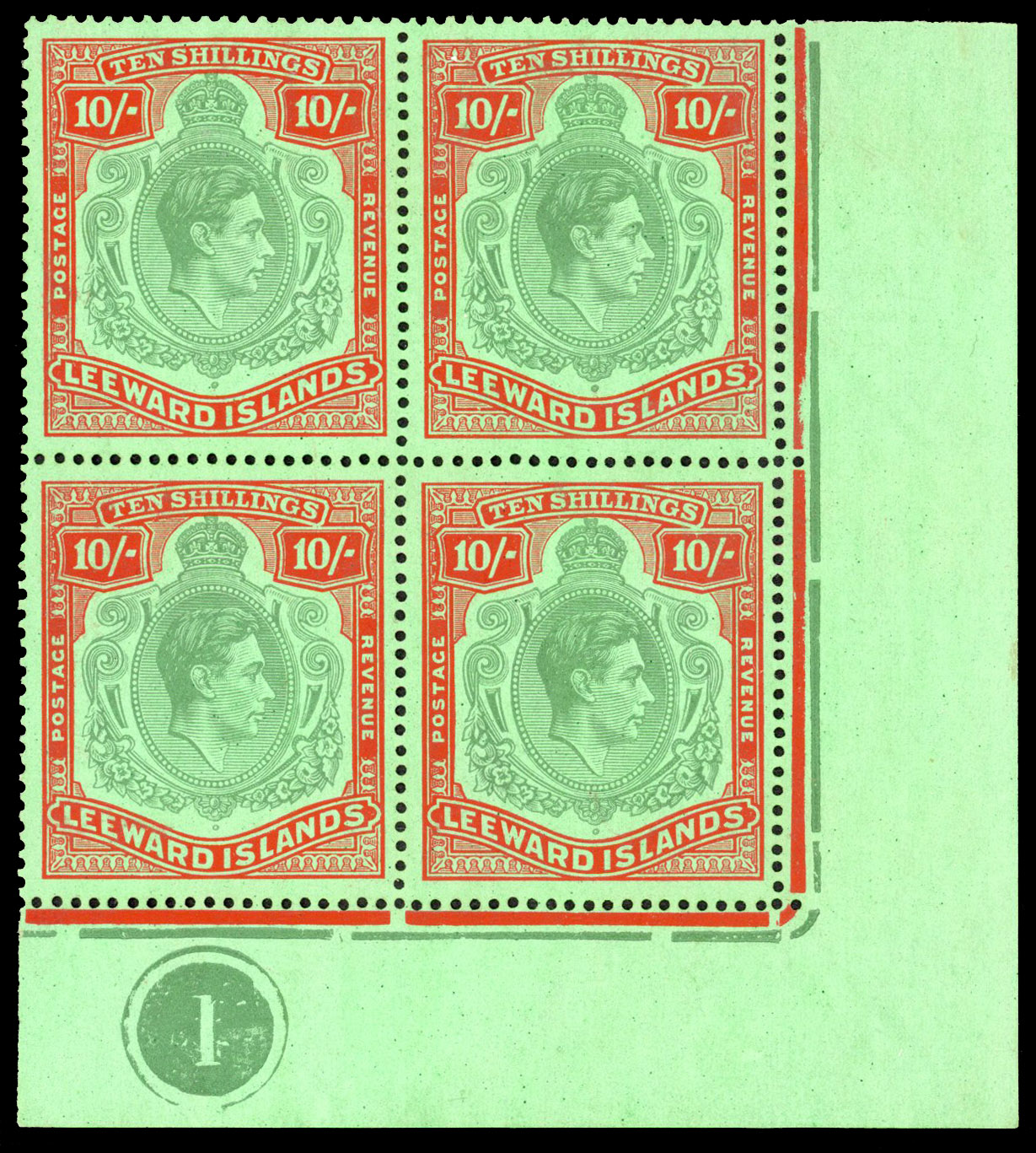 Leeward Islands SG 113 Plate block mint