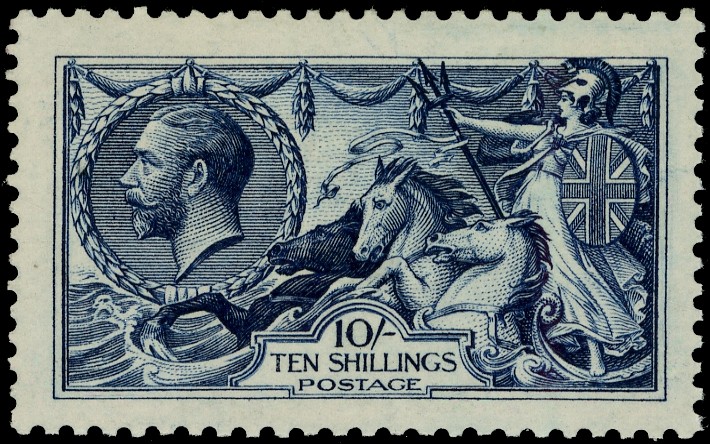 Great Britain 1913 10s Indigo-blue. Very fine and fresh unmounted o.g.
