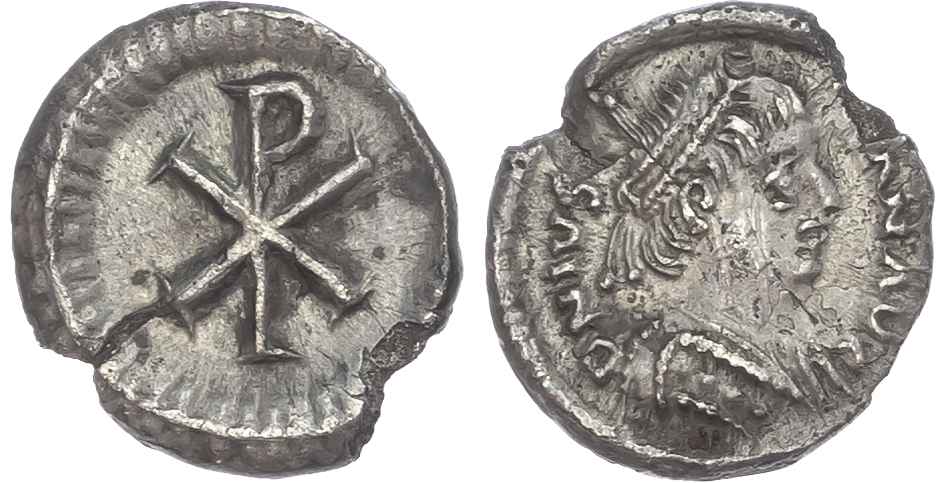 Justinian I (AD 527-565) AR Half Siliqua, Ravenna, AD 540-522, 1.38g. 