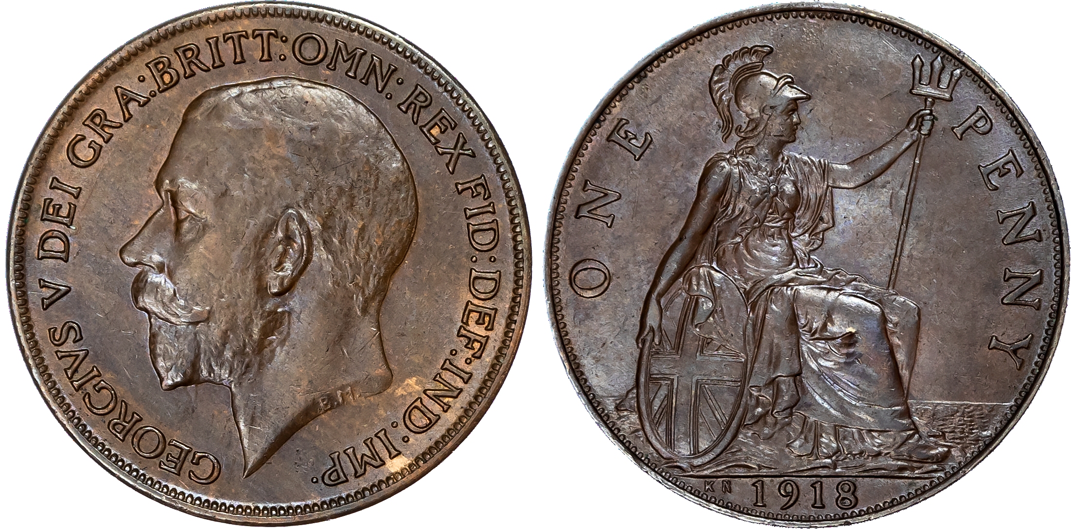 George V (1910-1936), Penny, 1918 KN