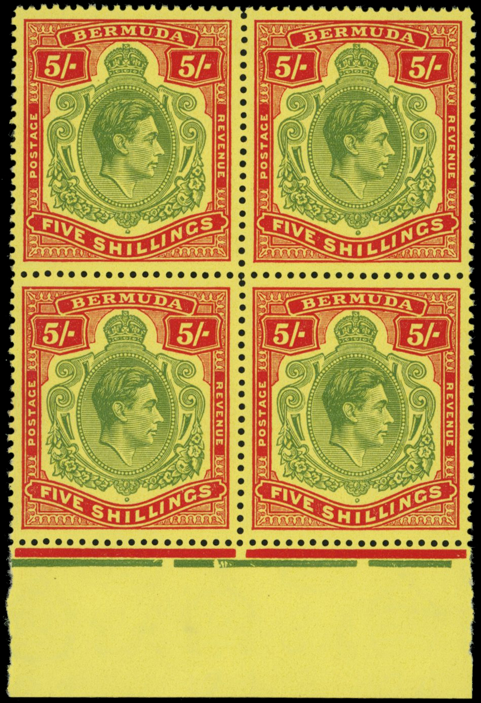 1950 5s perf 13 yellow-green and red on...