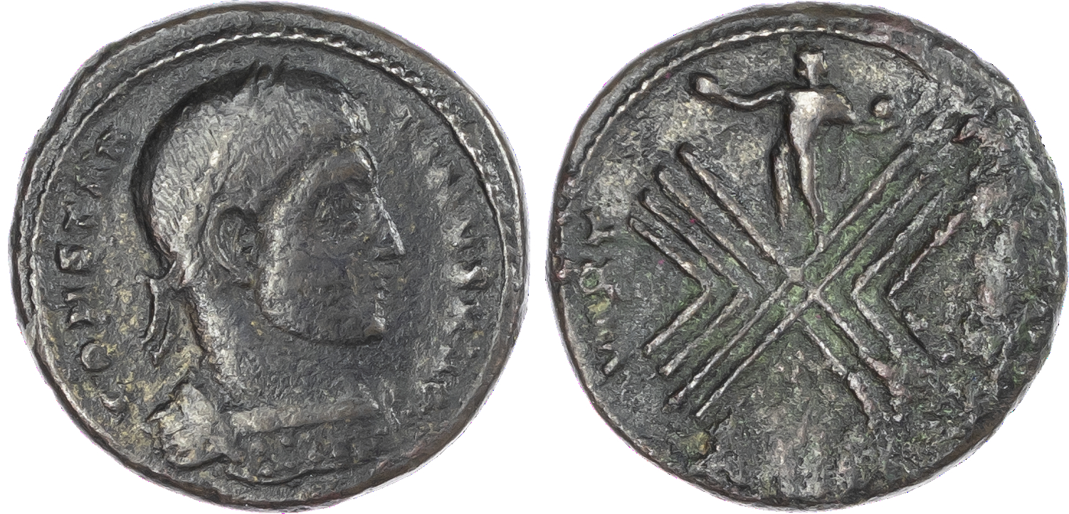 Constantine I (AD 307-337) AE Follis, mint of Thessalonica, AD 319, 3.79g. CONSTAN-TINVS AVG, laureate and cuirassed bust of