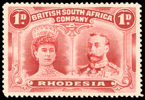 Rhodesia 1910-13 1d brownish carmine-lake perf 15