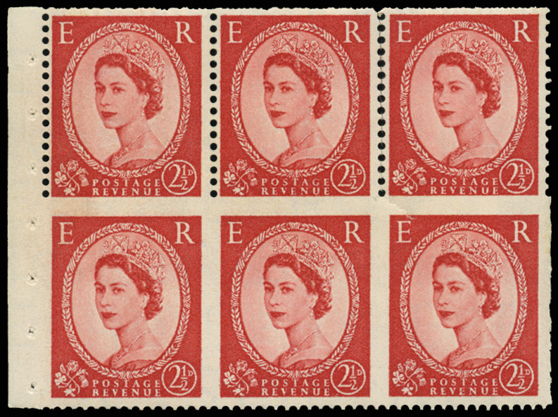 GB 1957 SG544blc Booklet pane - part perf.