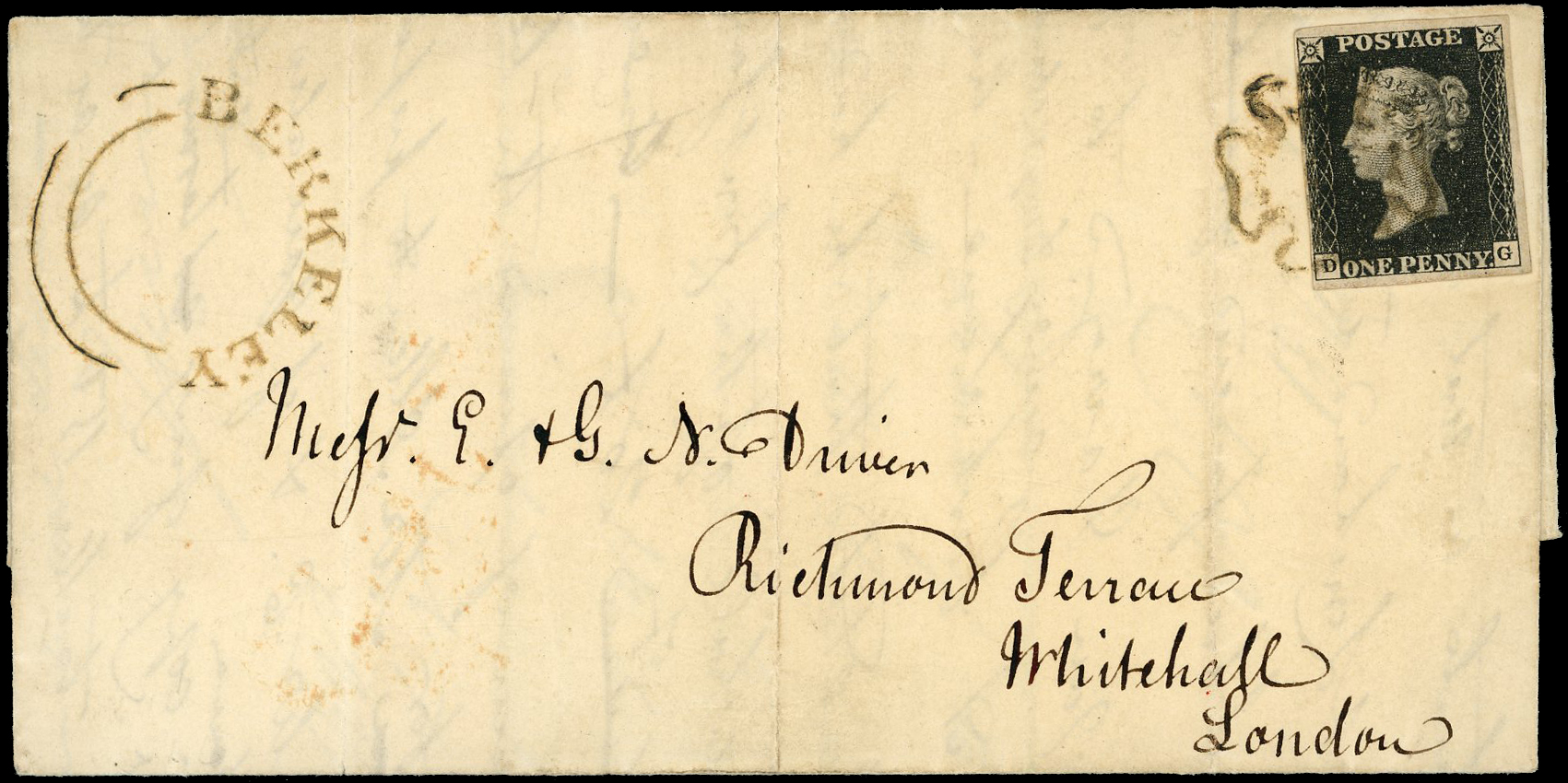 1840 1d Black Pl.6. olive-sepia brown MC