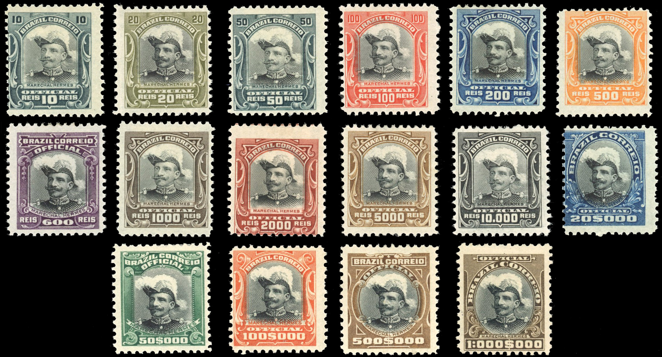 Brazil 1913 Official set of 16 hinged mint