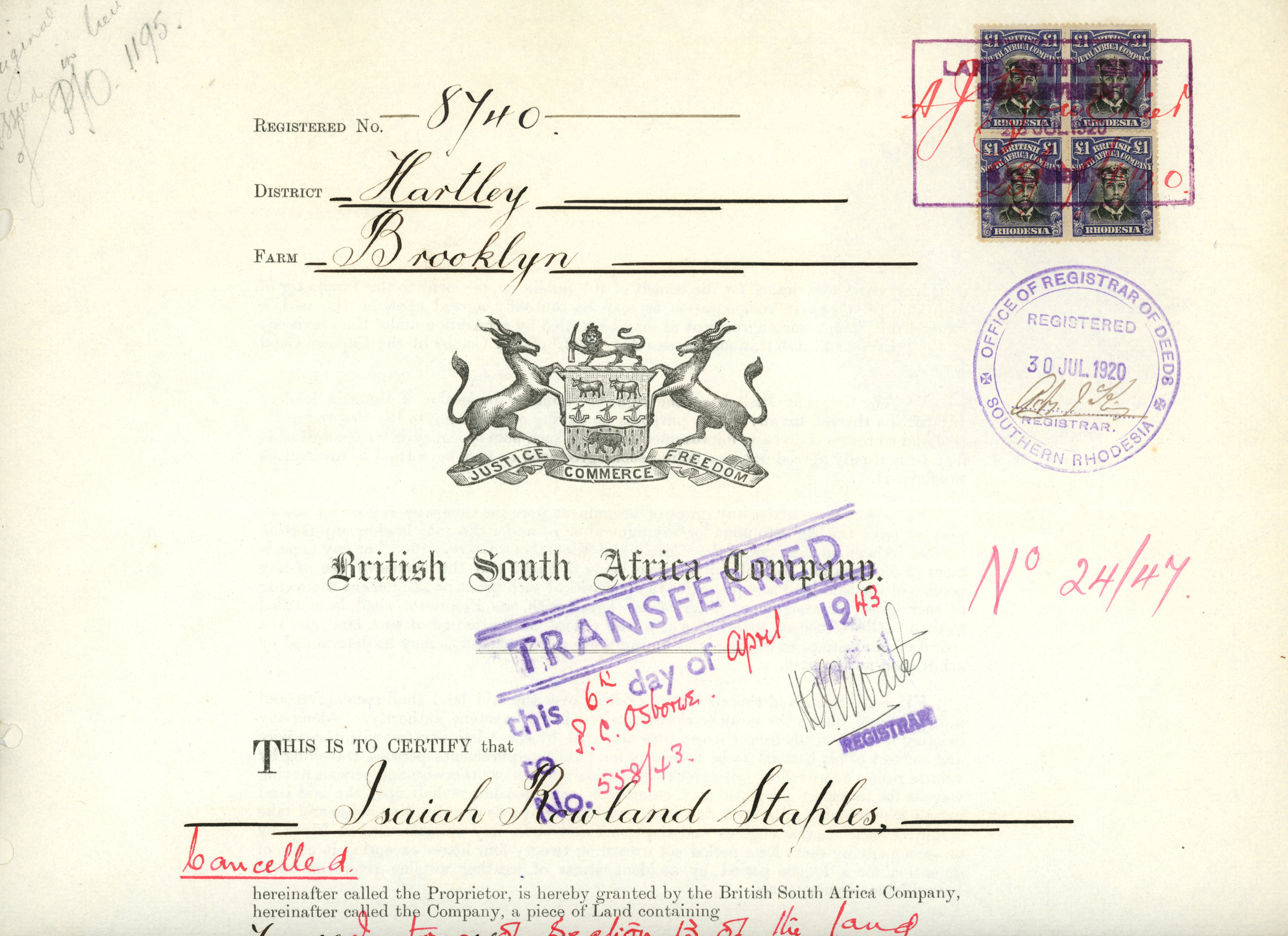 1917-20 £1 Head Die IIIA block of four in...