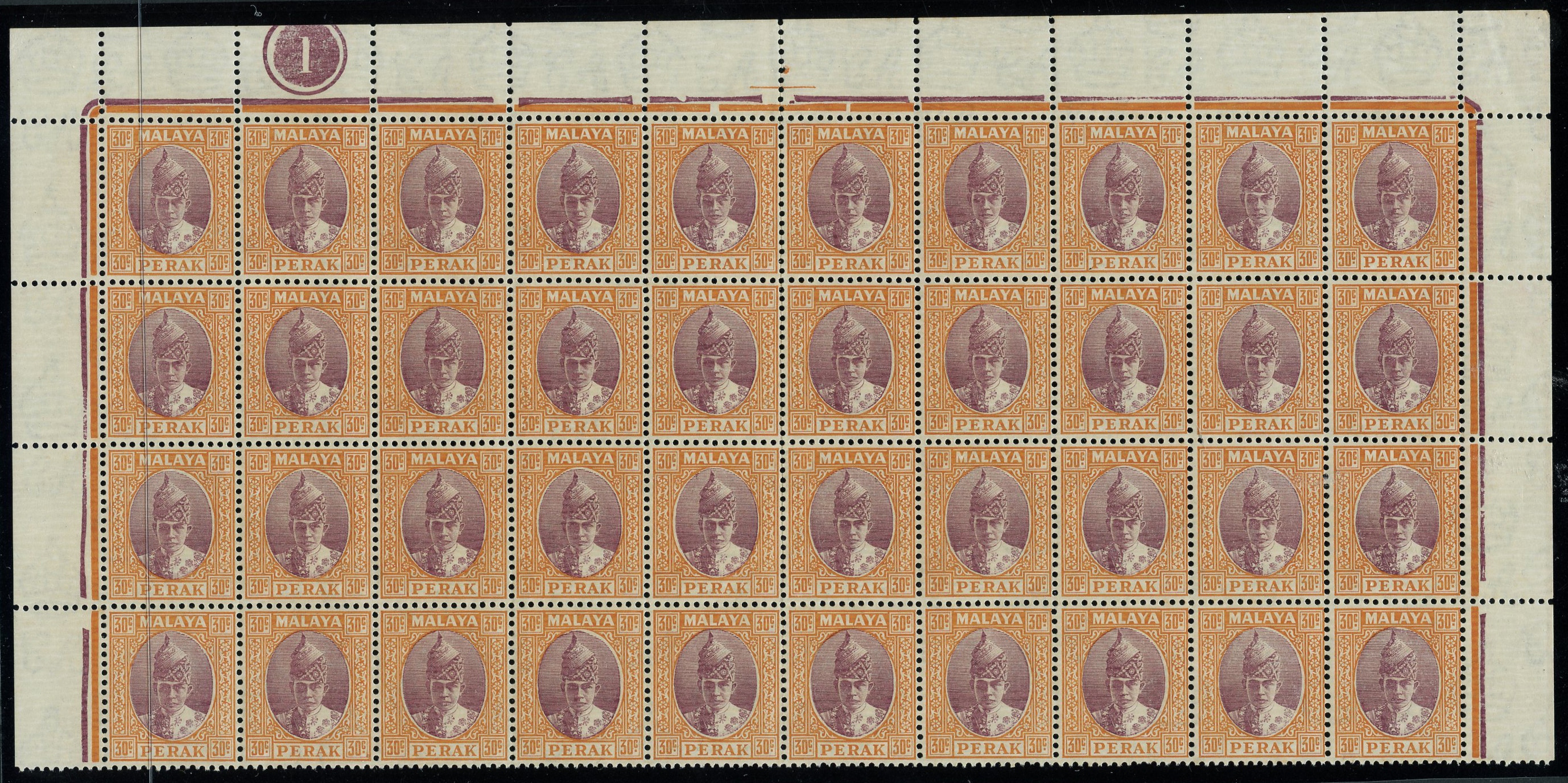 Perak SG 116a Plate block...