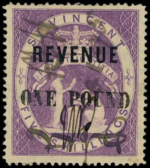 1887-95 ONE POUND on 5s lilac (22mm...