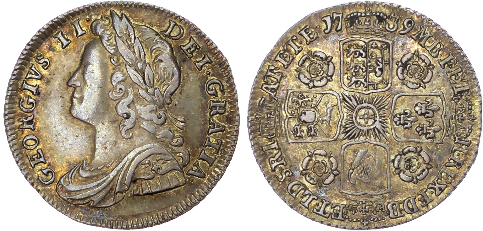 George II (1727-1760), AR Sixpence, 1739.