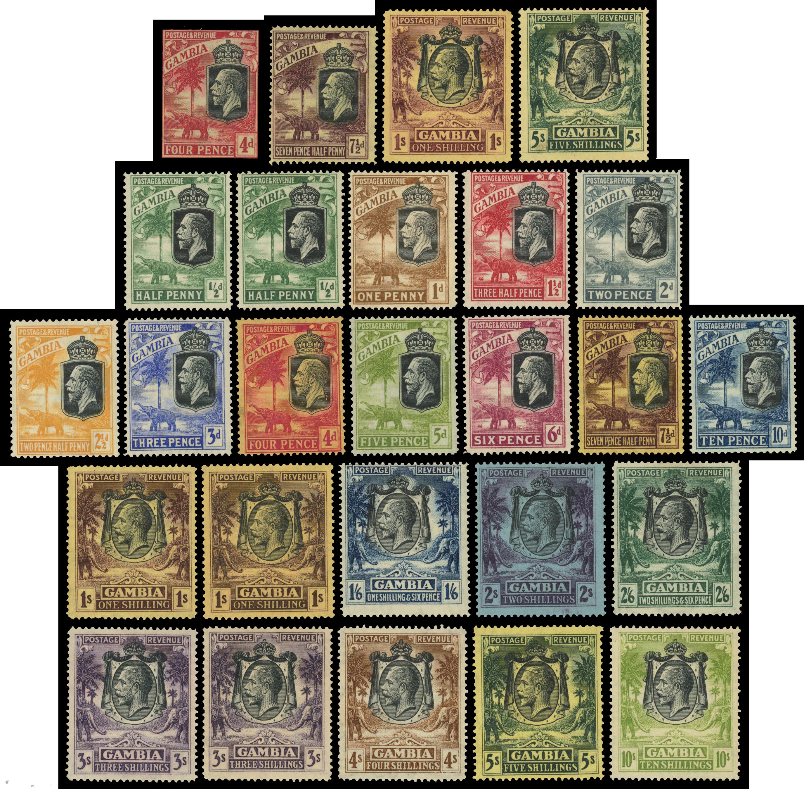 Gambia 1922-29 set to 5s