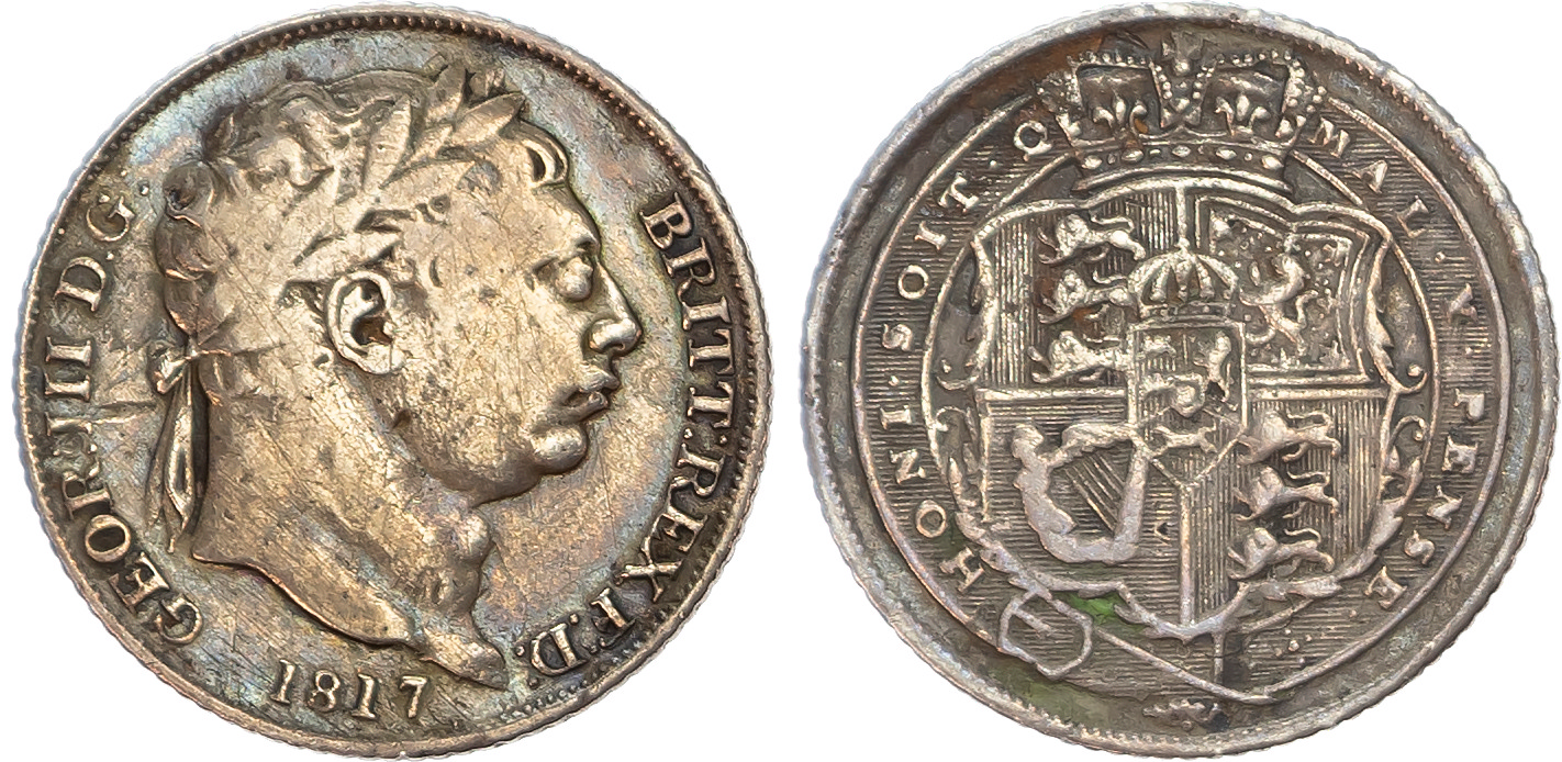 George III (1760-1820) Sixpence, 1817, new coinage.