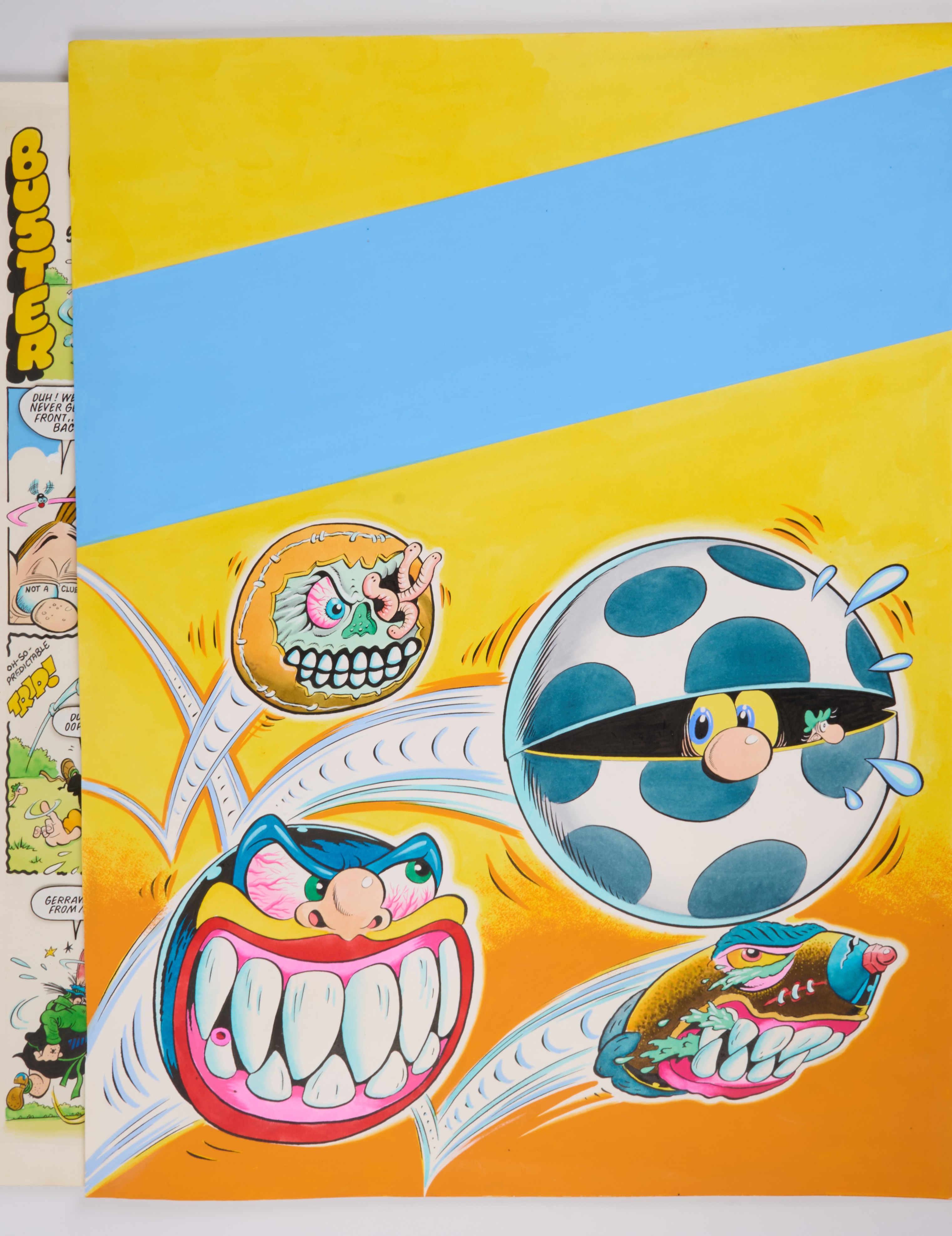 Tom Paterson Buster 30 January 1988 Mad Balls Cover Page Art And Page 32 (Fleetway, 1988) Total 2