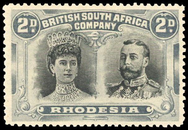 Rhodesia 1910-13 2d black and slate perf 15