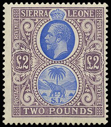 SIERRA LEONE SG 129 1912-21 £2 BLUE AND DULL PURPLE WMK MCA