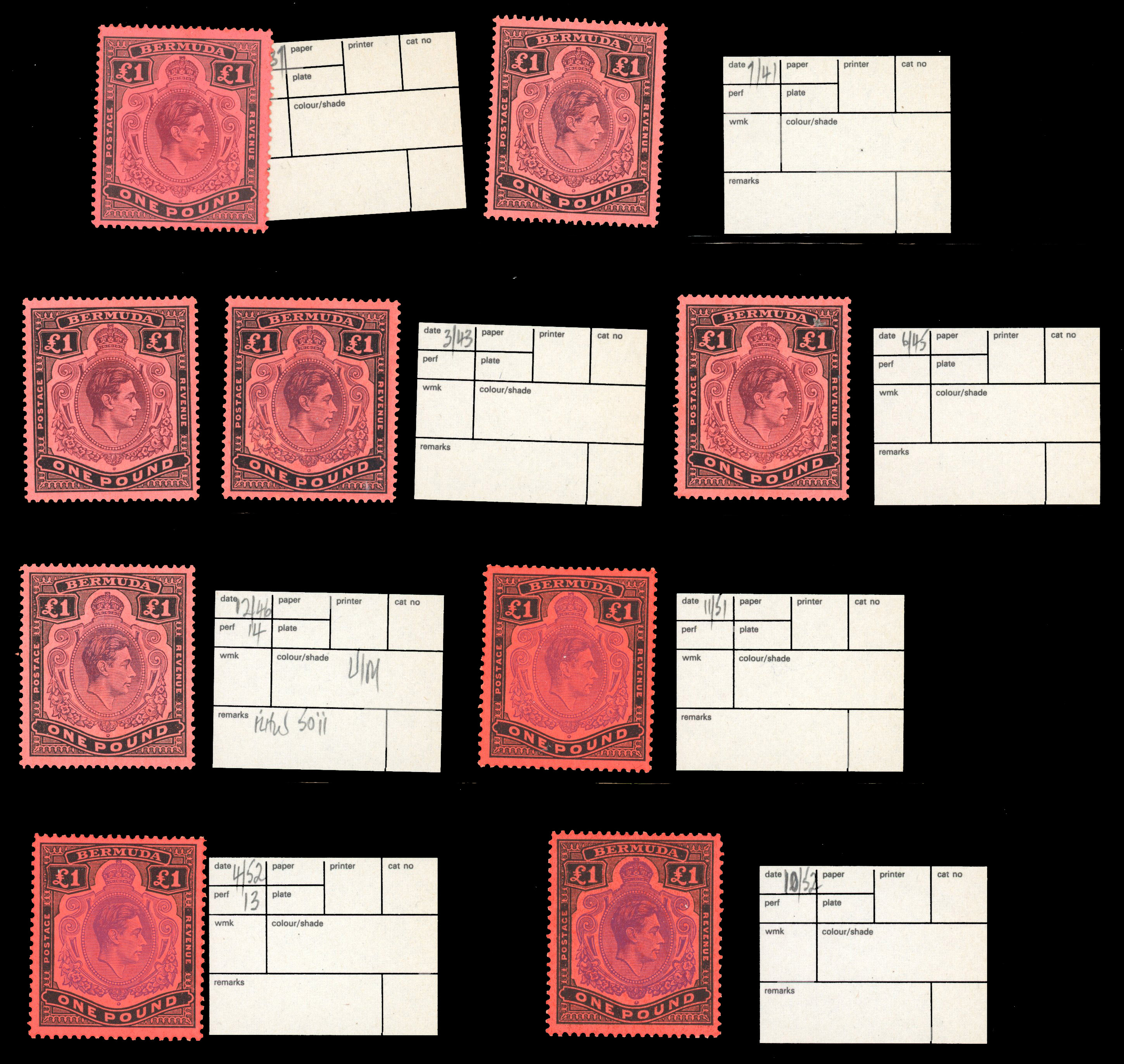 Bermuda SG 121-e printings reference collection mint