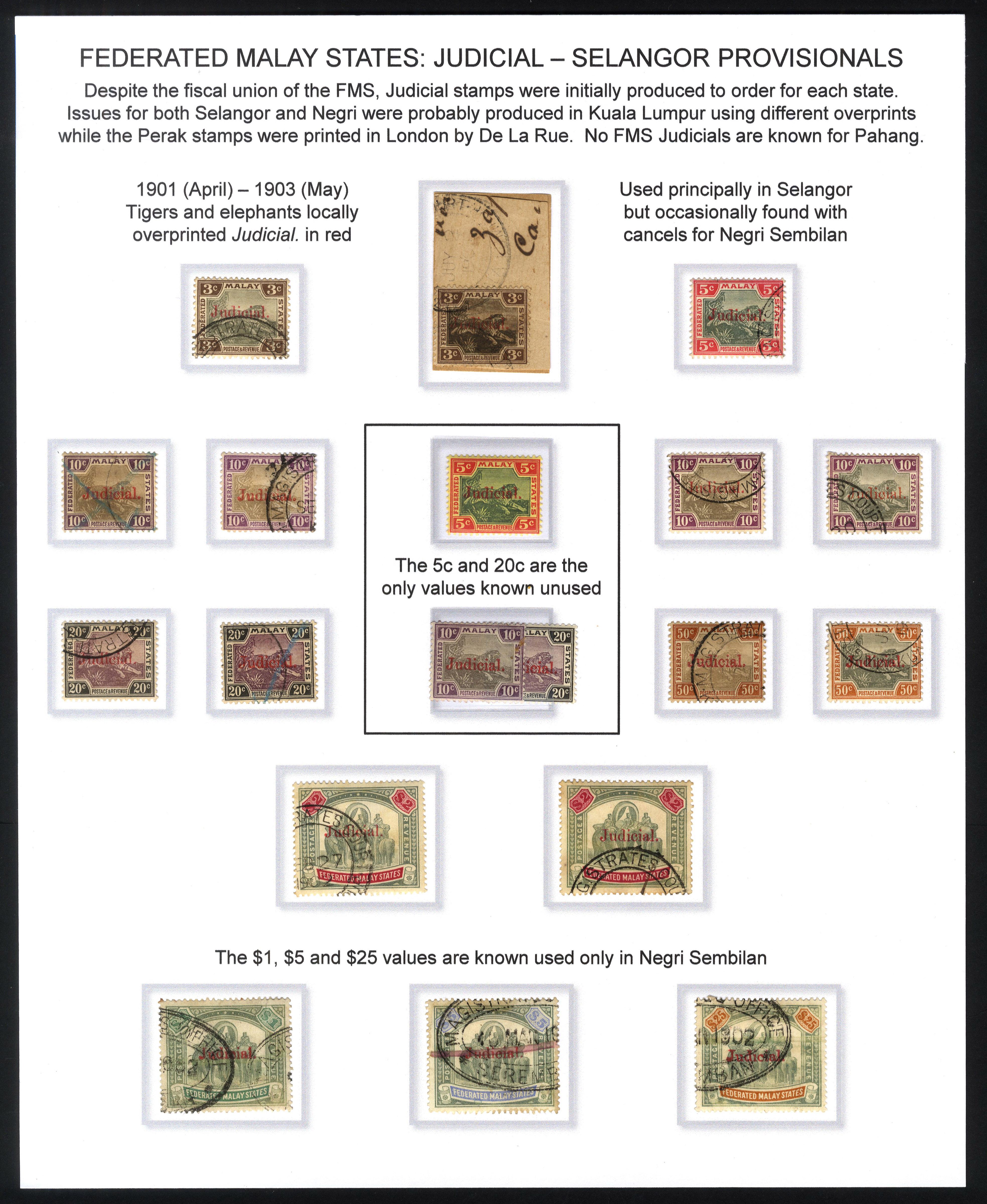 FMS Judicial 1901-3 "Judicial" Selangor provisionals collection