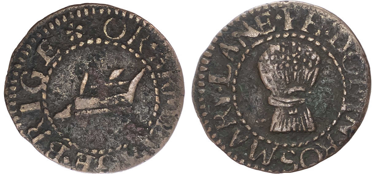 London, Rosemary Lane [Whitechapel] and Hermitage Bridge [Wapping], Ph. Doe, Farthing, Wheatsheaf/Plough 0.91gm.