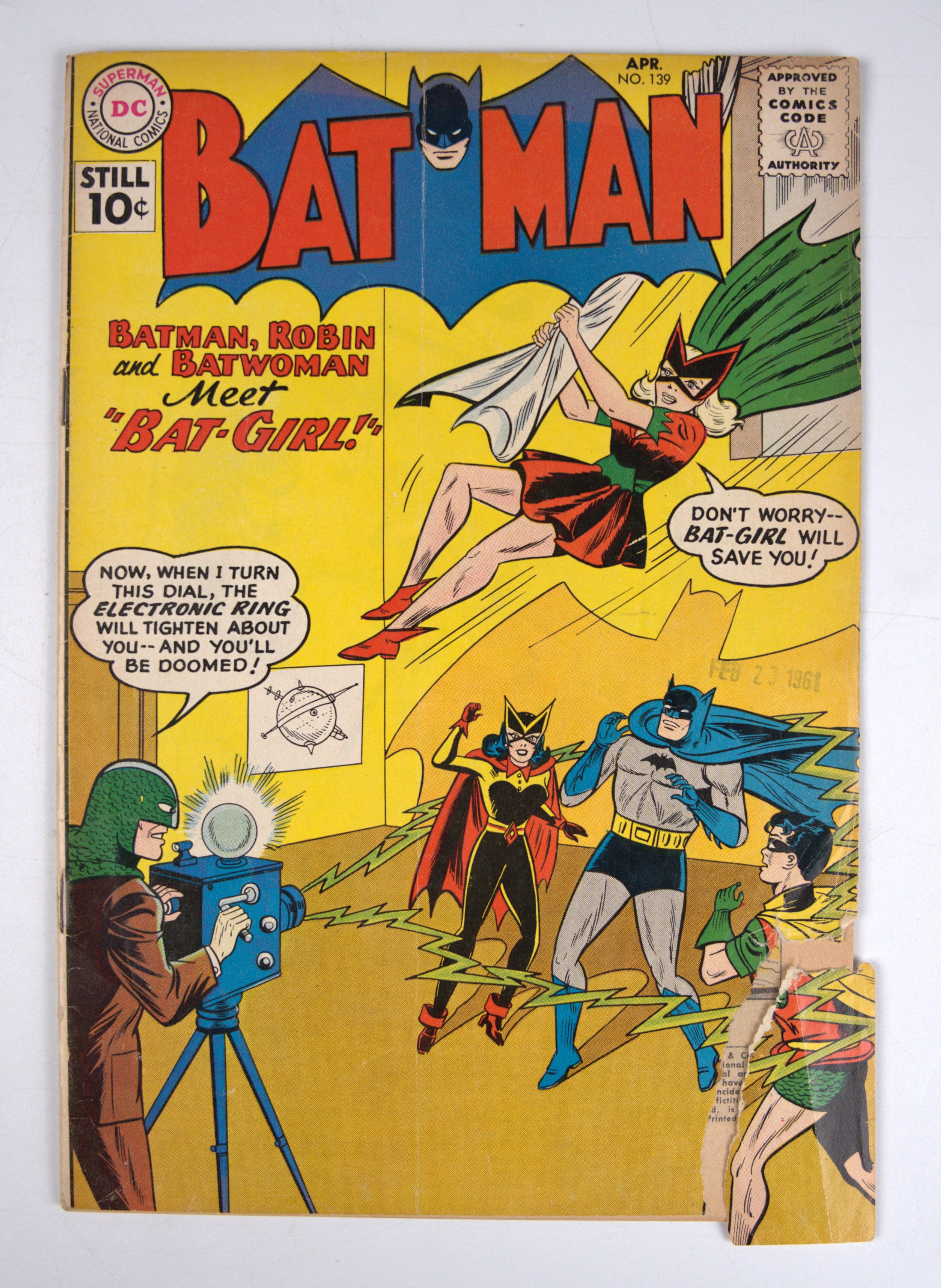 Batman #139 1st Appearance of Original Bat-Girl Betty Kane (DC Comics, 1961)