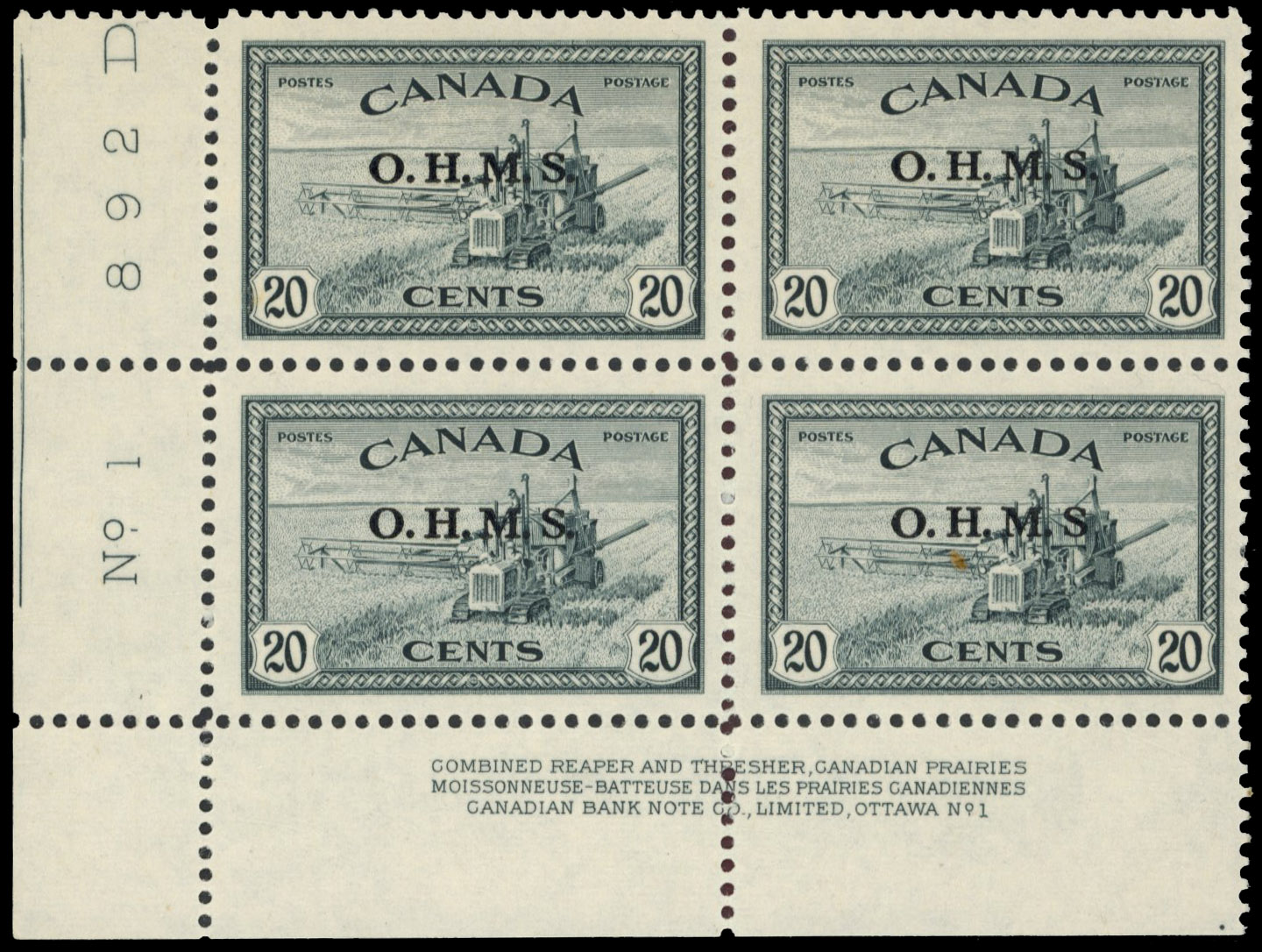 Canada SG O168, a block mint