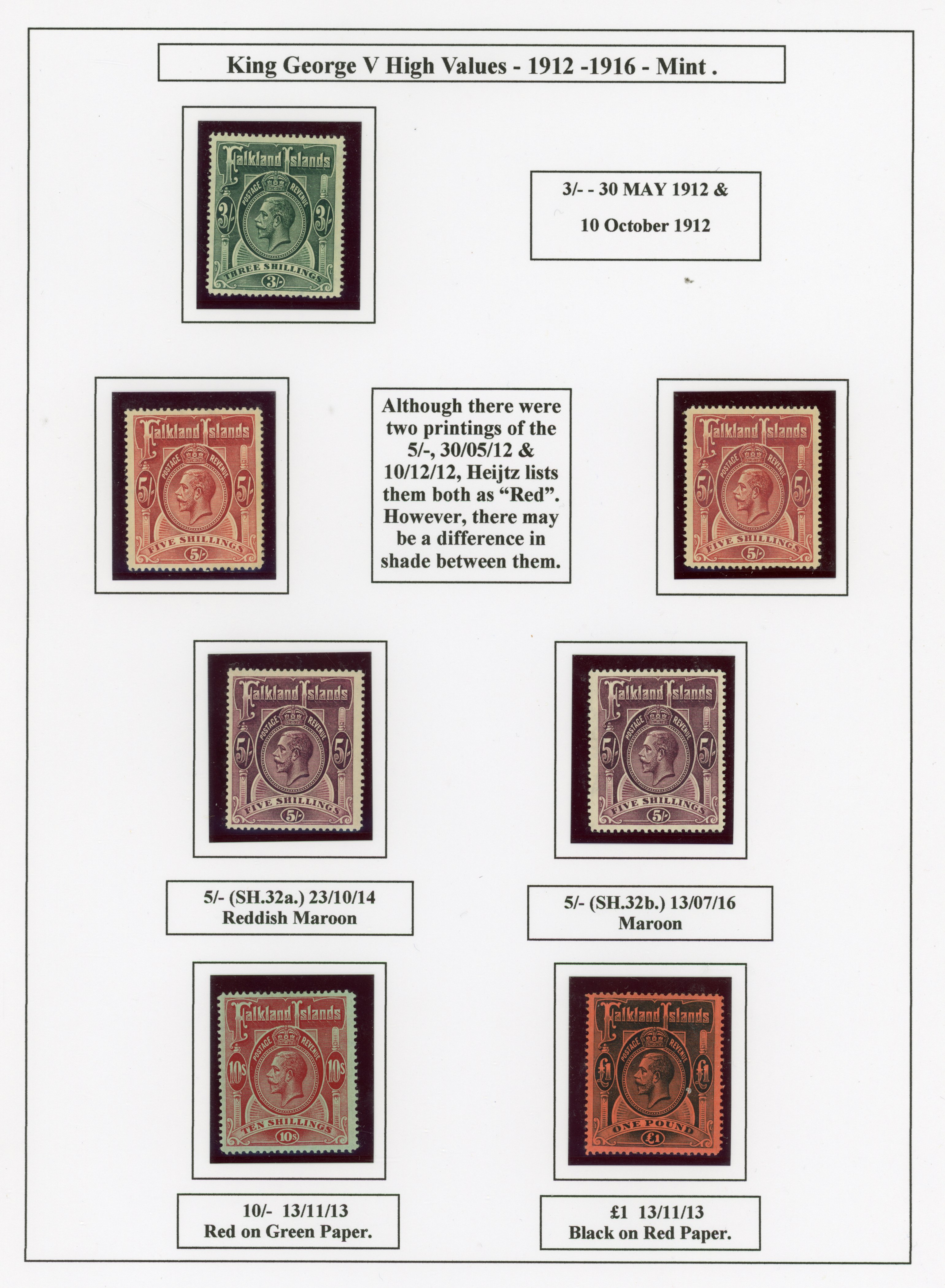 Falkland Islands SG 60/69 display collection mint