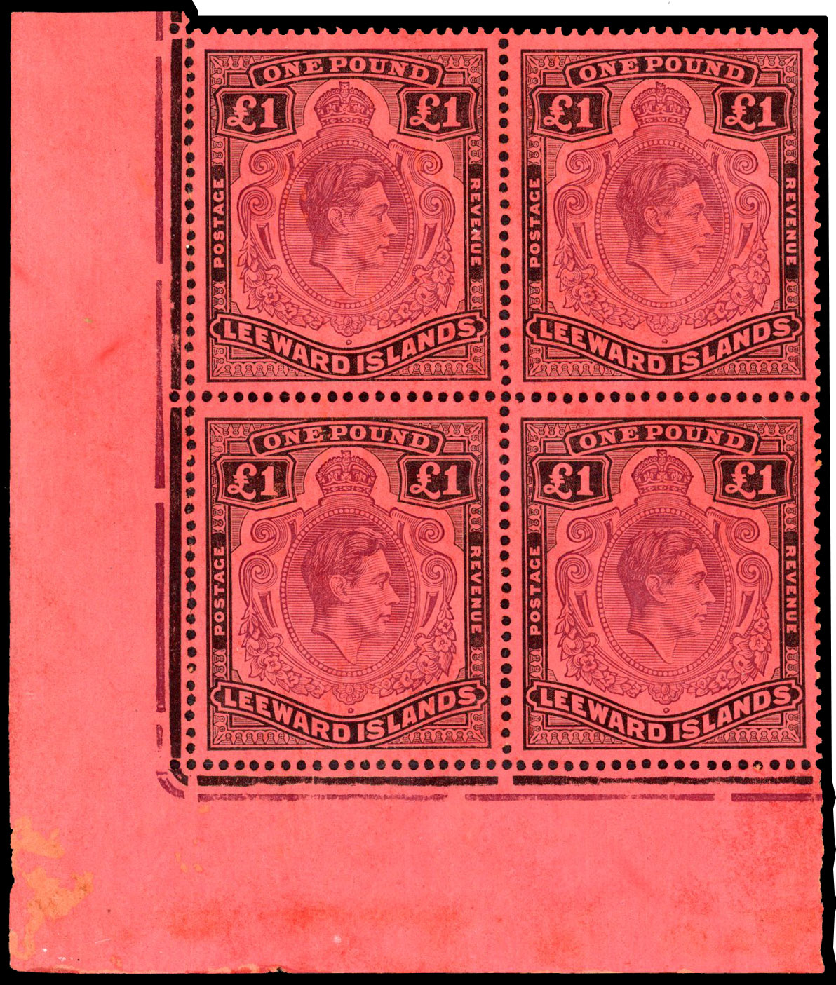 Leeward Islands SG 114a block mint
