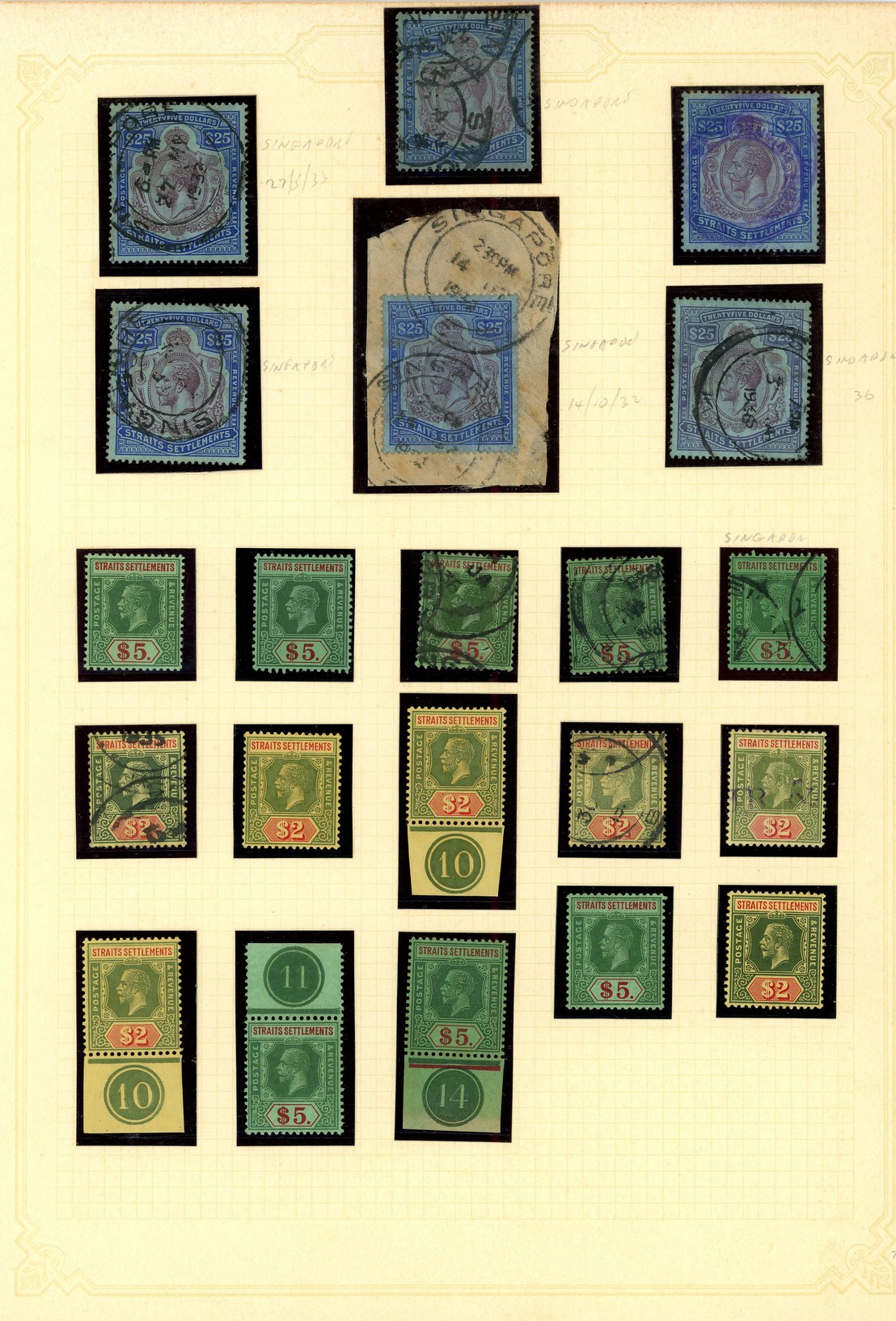 1921-33 watermark Script collection on leaves (231) mint and used, duplication, no 6c rose-pink or 25c Die I mint.  Mixed...