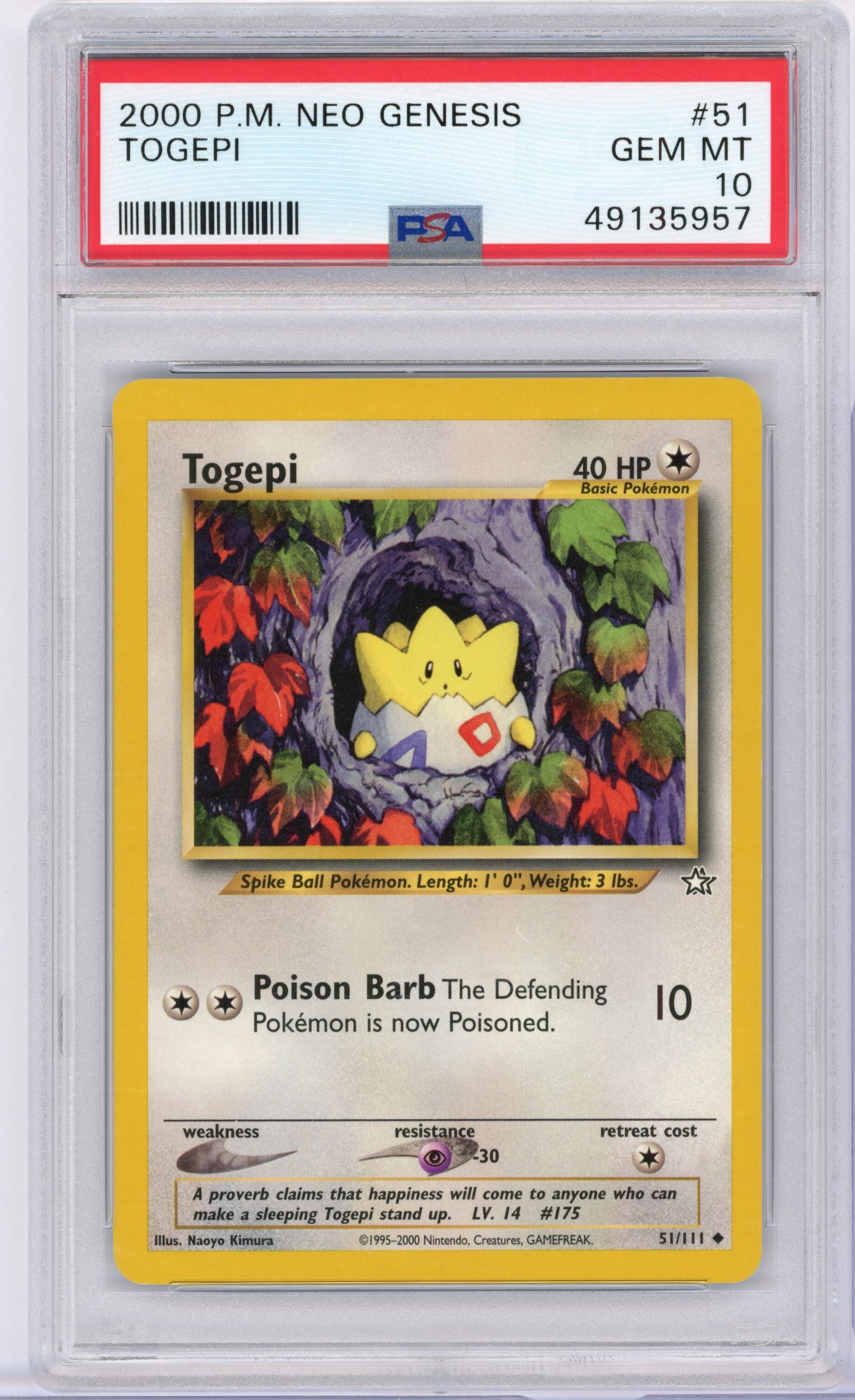 PSA 10 Togepi #51 Neo Genesis