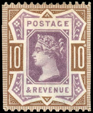 GB SG 210 1890 Jubilee 10d Colour Trial
