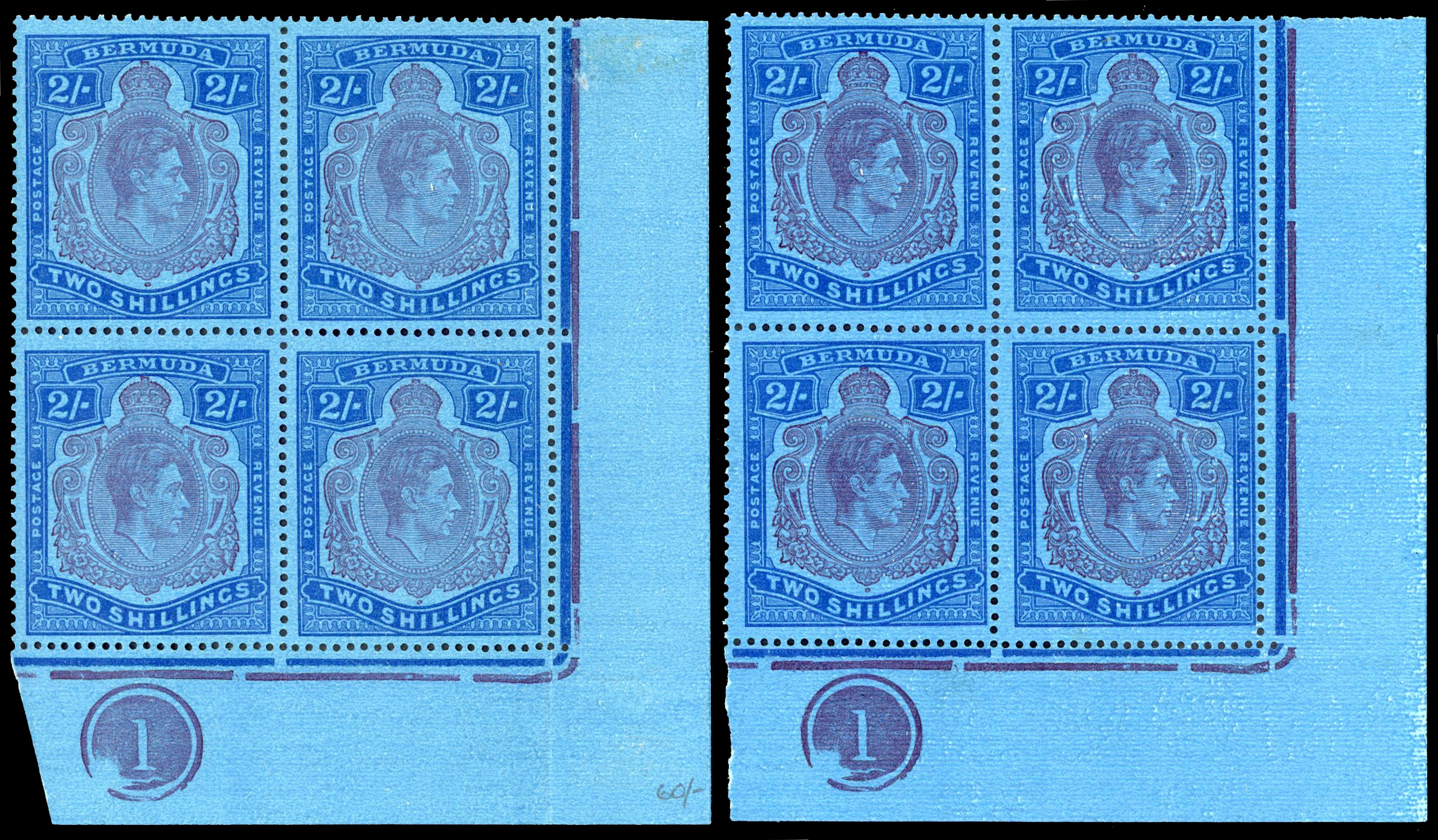 Bermuda SG 116ce Plate blocks mint