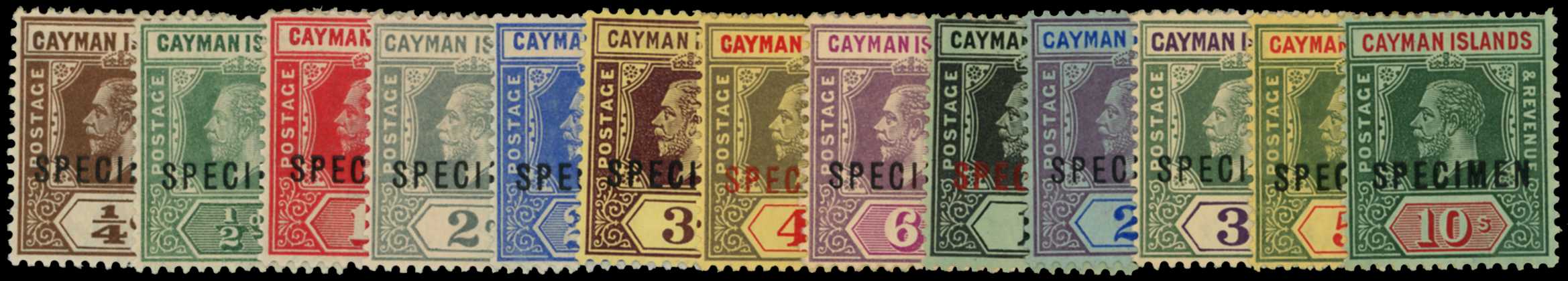 Cayman Islands 1912-20 KGV set to 10s opt "SPECIMEN", large...