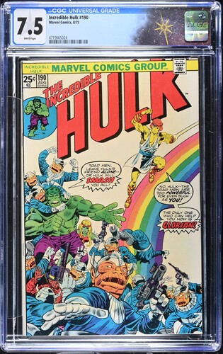 Incredible Hulk #190 CGC 7.5 Len Wein story, Herb Trimpe & Marie Severin art (Marvel Comics, 1975) White pages