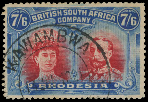 7s6d scarlet and blue RSC E used, Kawambwa DC 14 JUL 21