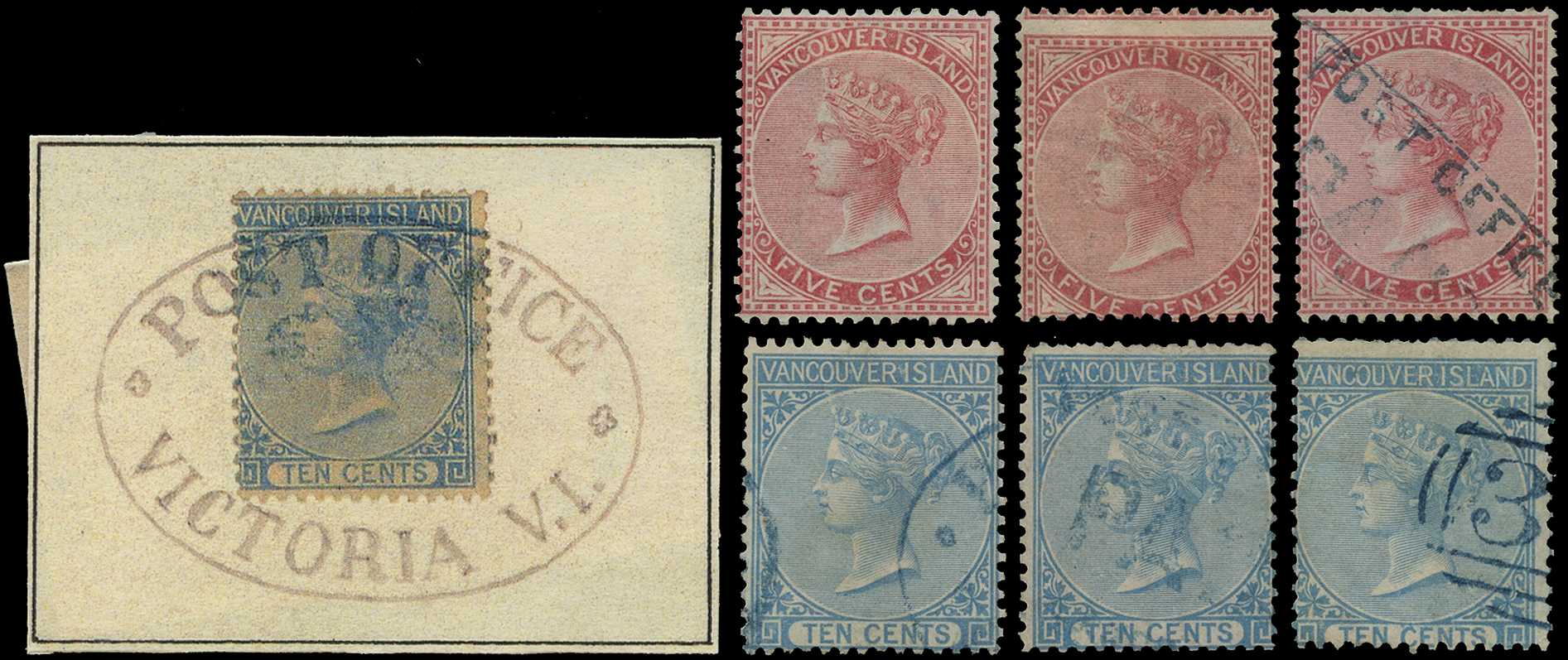Vancouver Island. 5c rose two mint examples...