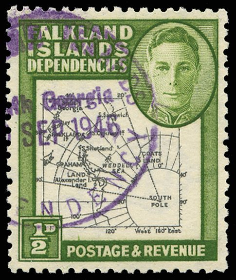 1946 1/2d Thick Map with Pl. 1 R1/2 missing...