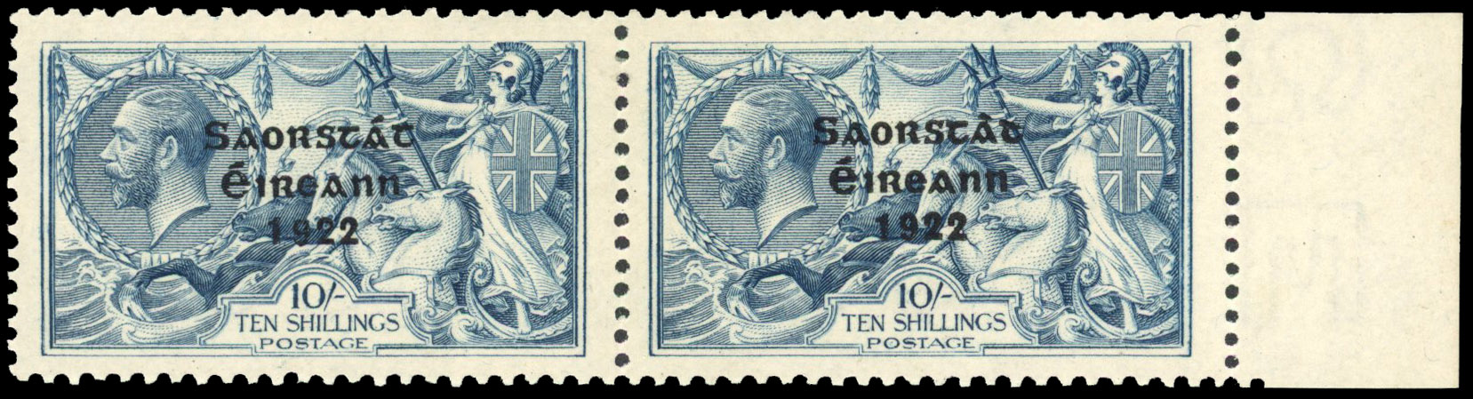 Ireland 1922-23 10s dull grey-blue variety Accent reversed