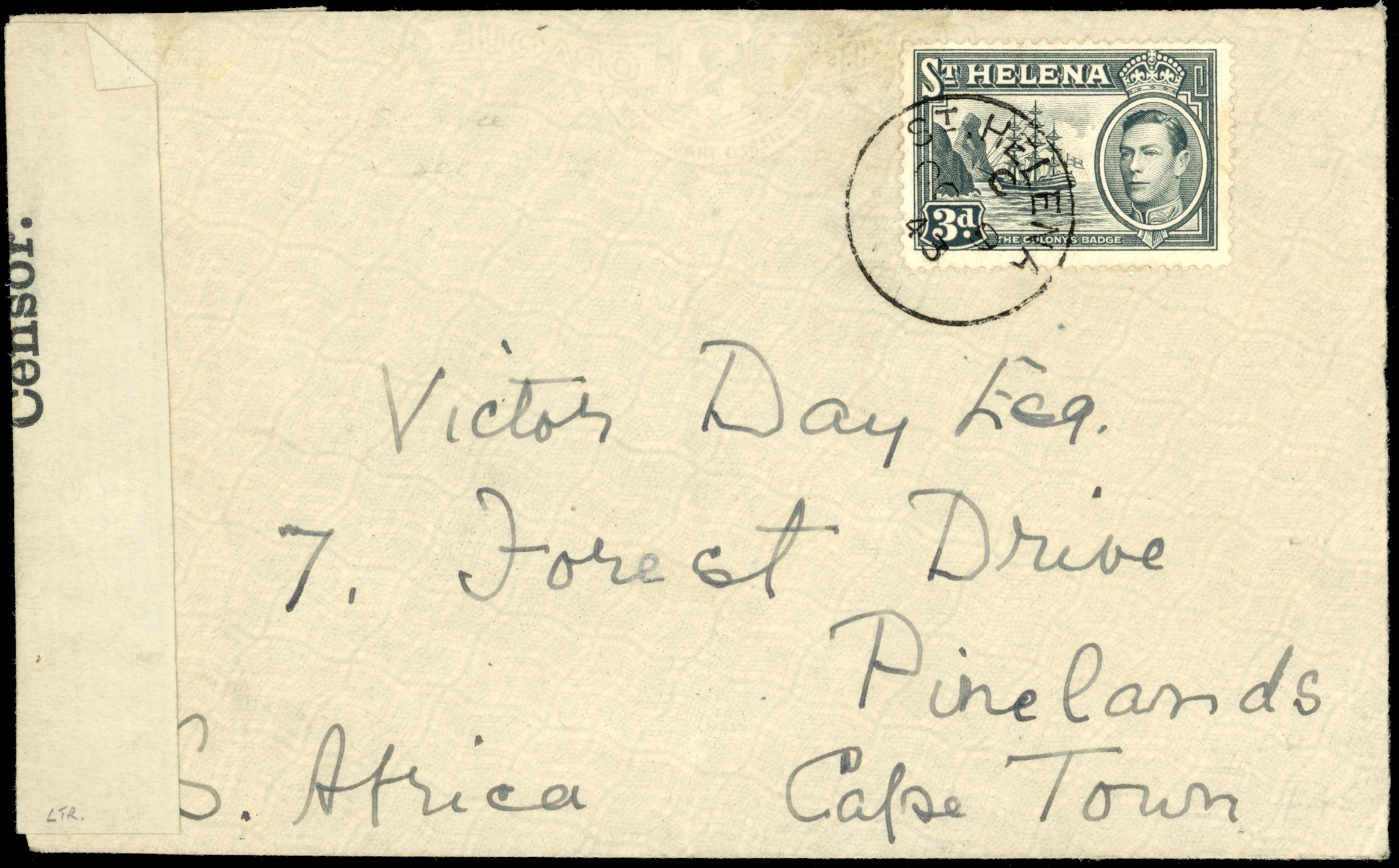 St Helena 1943 censor cover