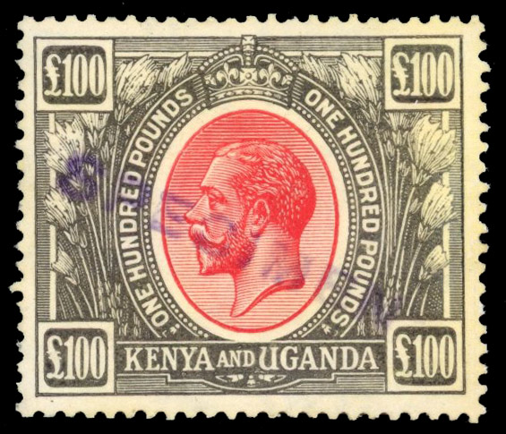 1922 £100 red and black with local Specimen handstamp