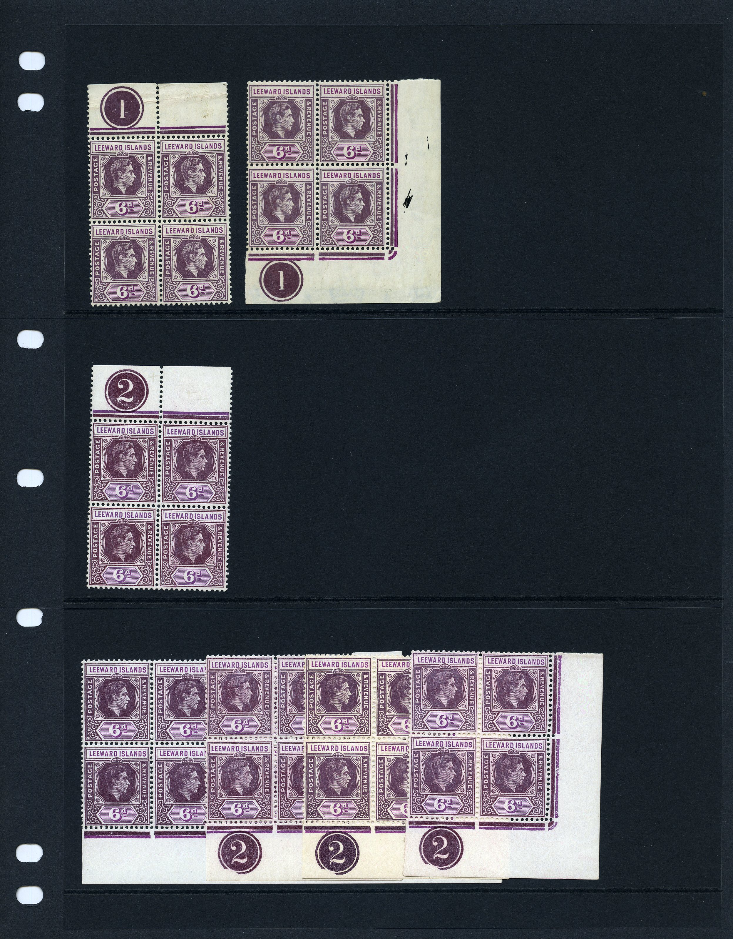 1938-49 6d mint study with Plate blocks; Plate...