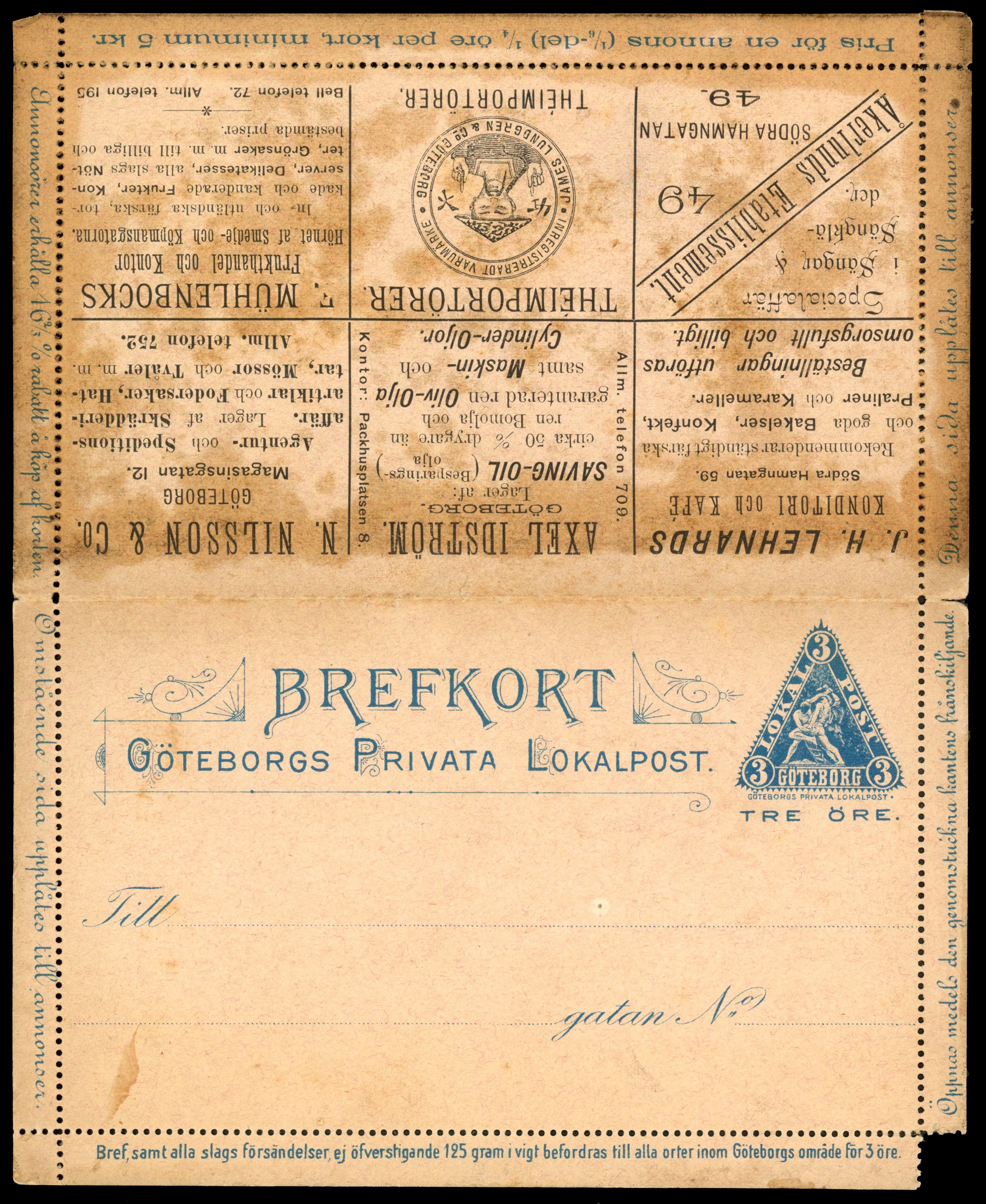 Sweden 1890s 3o advertising and ordinary  letter cards unused/used