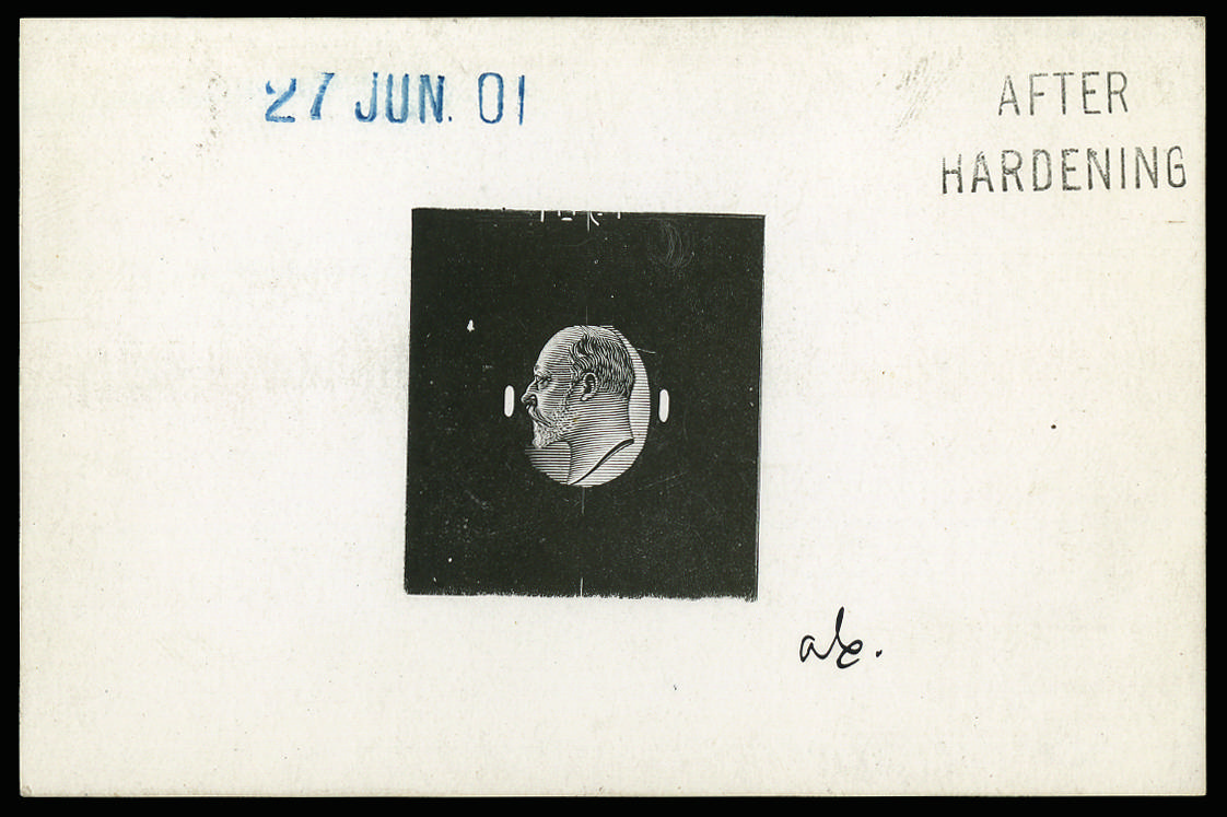 Great Britain 1901 Edward VII "Large Head" die proof. Very fine example with a boxed uncleared surround printed in…