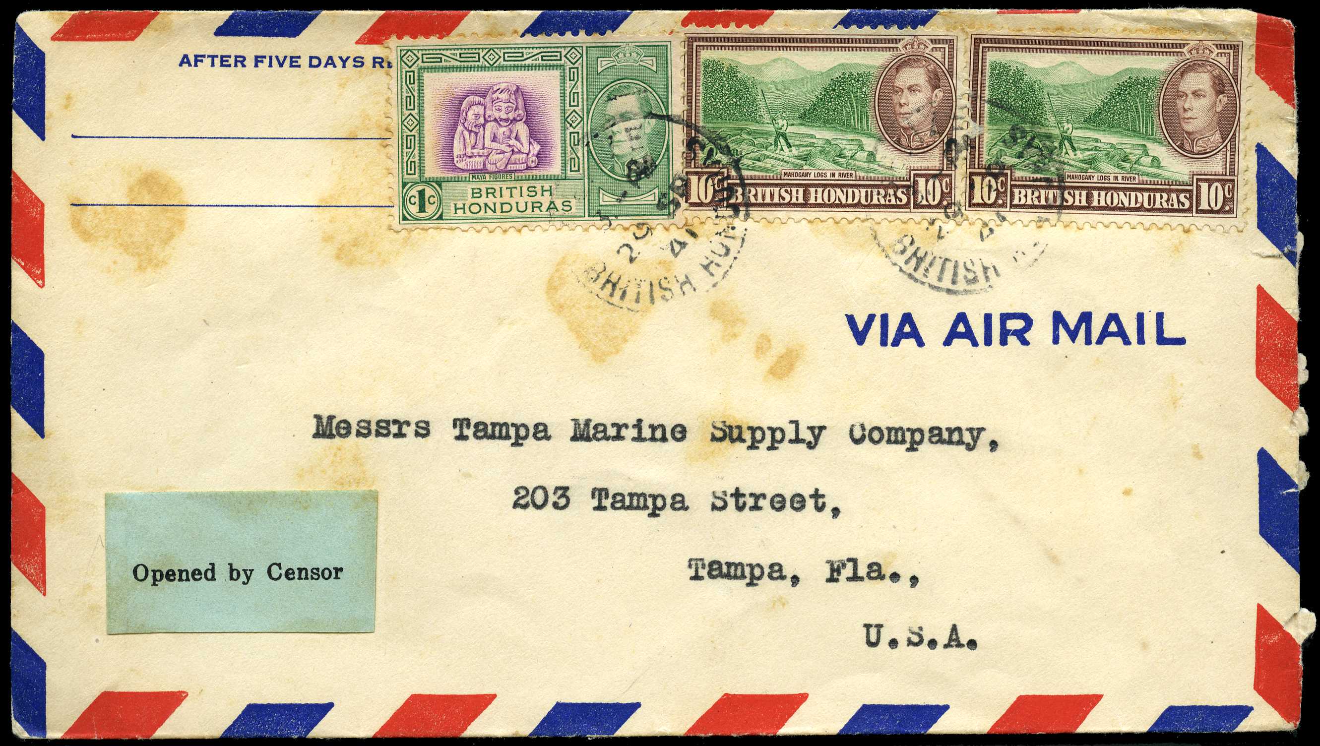 POSTAL HISTORY: 1941 British Honduras...