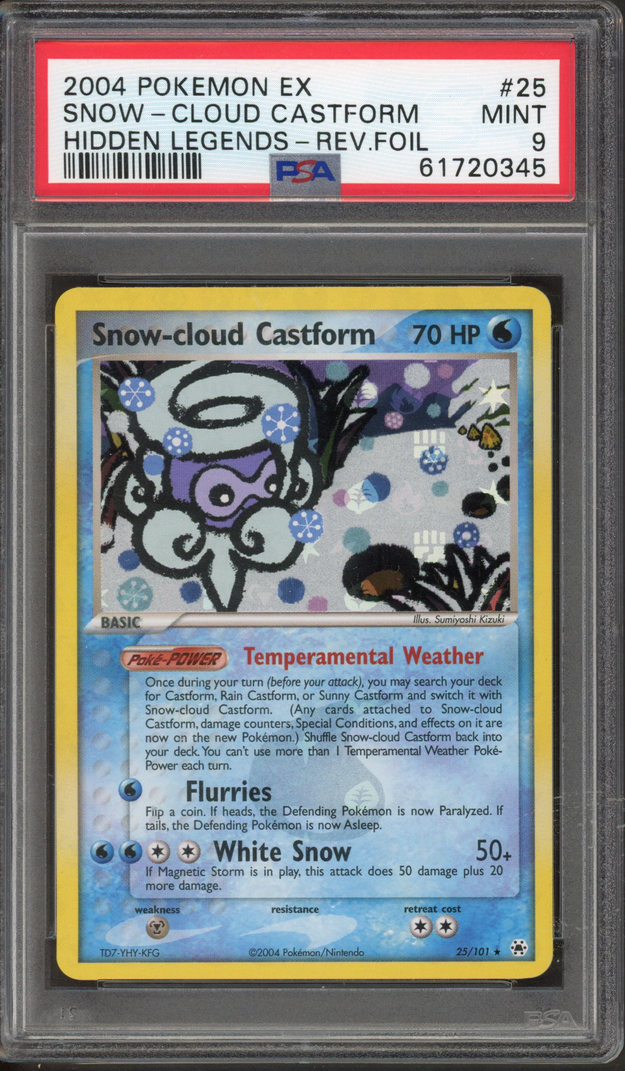 Pokémon TCG - PSA 9 Snow-Cloud Castform - Hidden Legends Rev.Foil