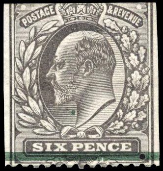 GB: 1902 6d grey-black colour trial unmounted mint o.g. printed by DLR on the chalky paper of the ½d Colonial issue