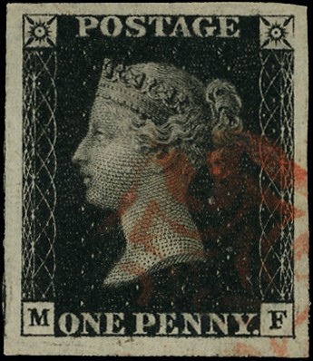 1840 1d black plate 4 (MF) huge...